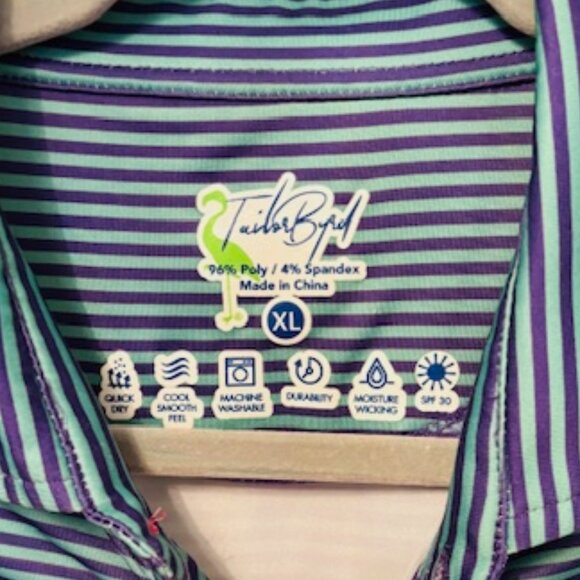 TailorByrd Golf Performance Polo - green and purple stripe XL - Picture 3 of 3